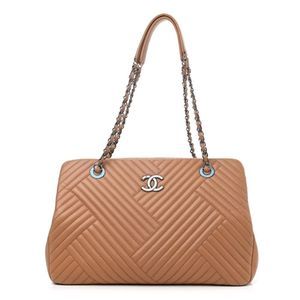 CHANEL Lambskin Quilted CC Crossing Shopping Tote